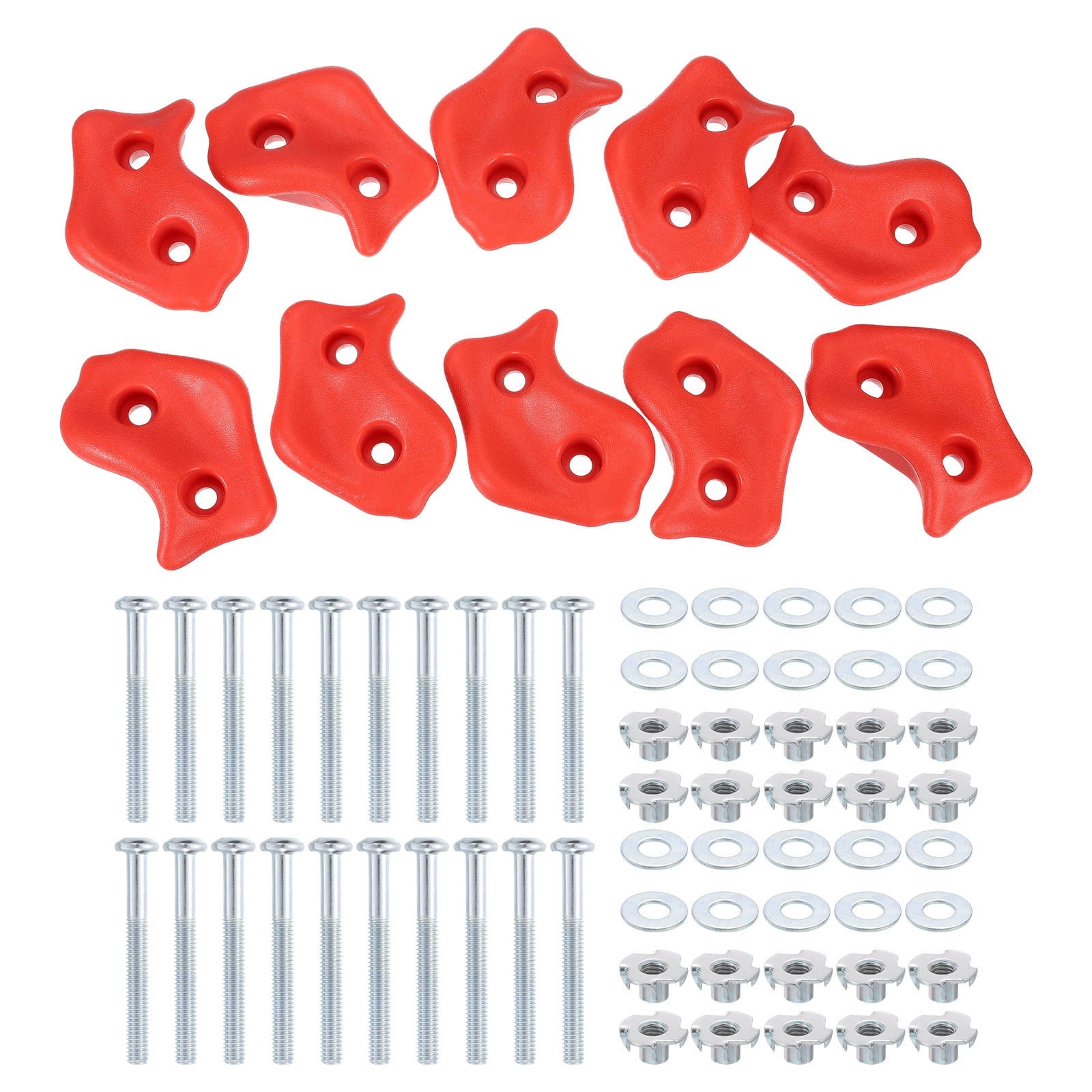Rock Climbing Holds, 10 Pcs Large Climbing Rock Wall Grips with Double Hole for Playground Accessory, Red-C