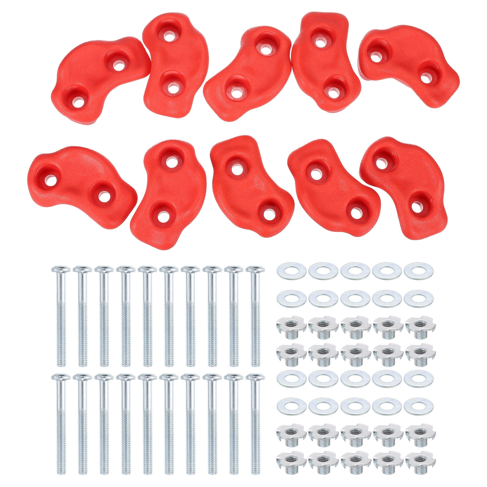 Rock Climbing Holds, 10 Pcs Small Climbing Rock Wall Grips with Double Hole for Playground Accessory, Red