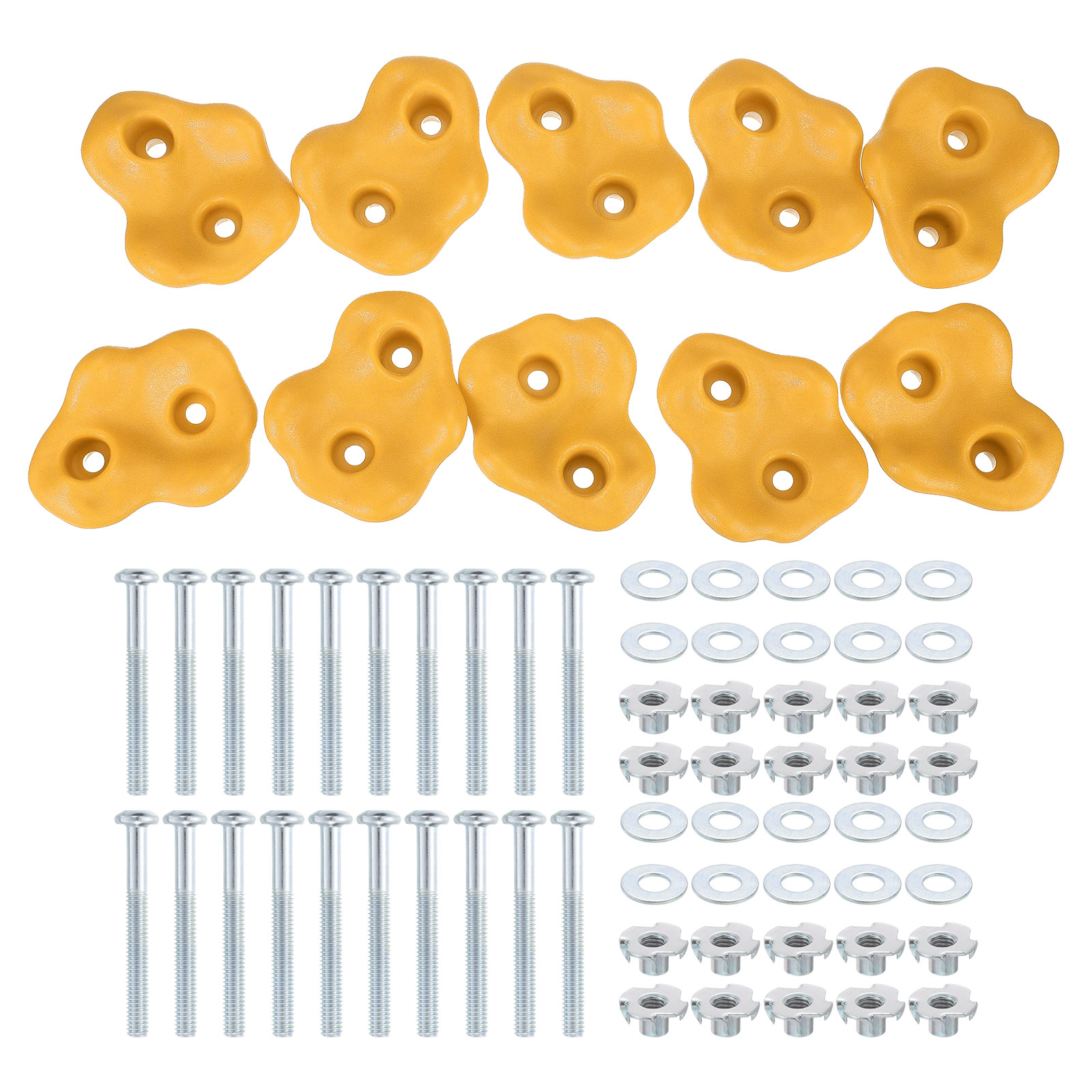 Rock Climbing Holds, 10 Pcs Large Climbing Rock Wall Grips with Double Hole for Playground Accessory, Yellow-B
