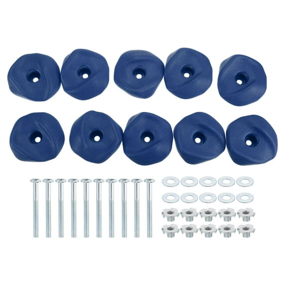 Rock Climbing Holds, 10 Pcs Climbing Rock Wall Grips with Single Holes for Playground Accessories, Blue-A