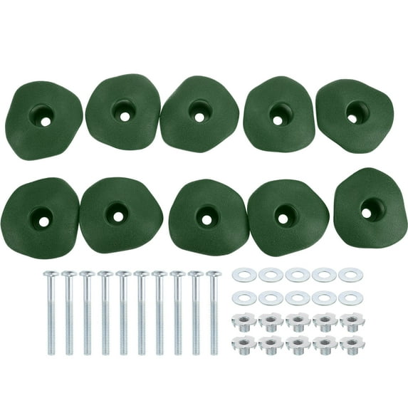 Rock Climbing Holds, 10 Pcs Climbing Rock Wall Grips with Single Holes for Playground Accessories, Green-D