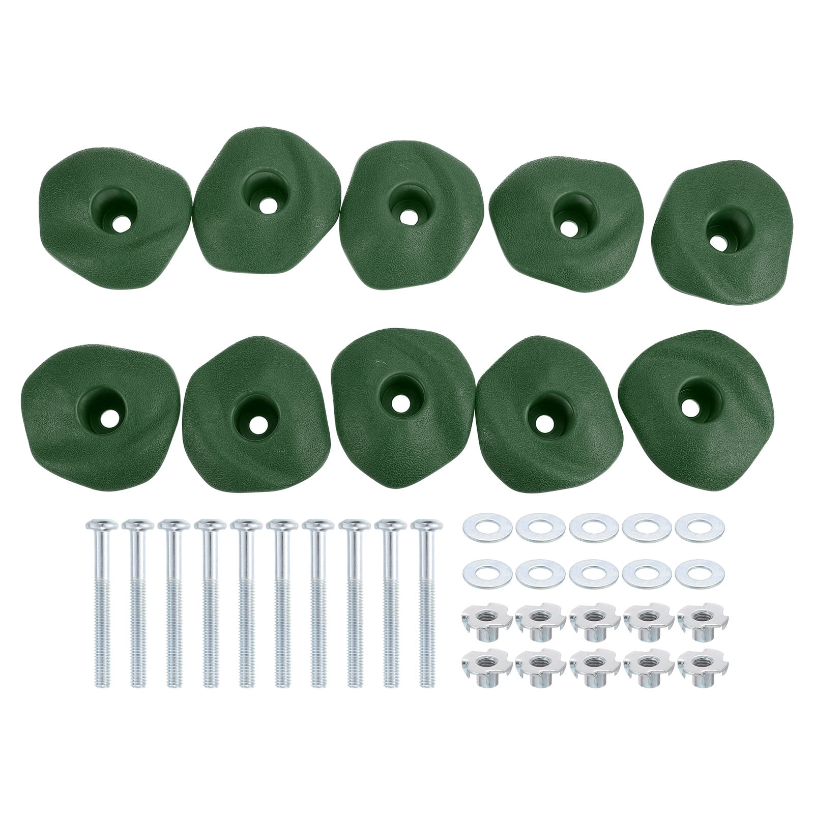 Rock Climbing Holds, 10 Pcs Climbing Rock Wall Grips with Single Holes for Playground Accessories, Green-B