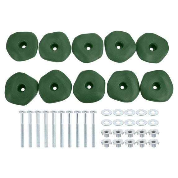 Rock Climbing Holds, 10 Pcs Climbing Rock Wall Grips with Single Holes for Playground Accessories, Green-C