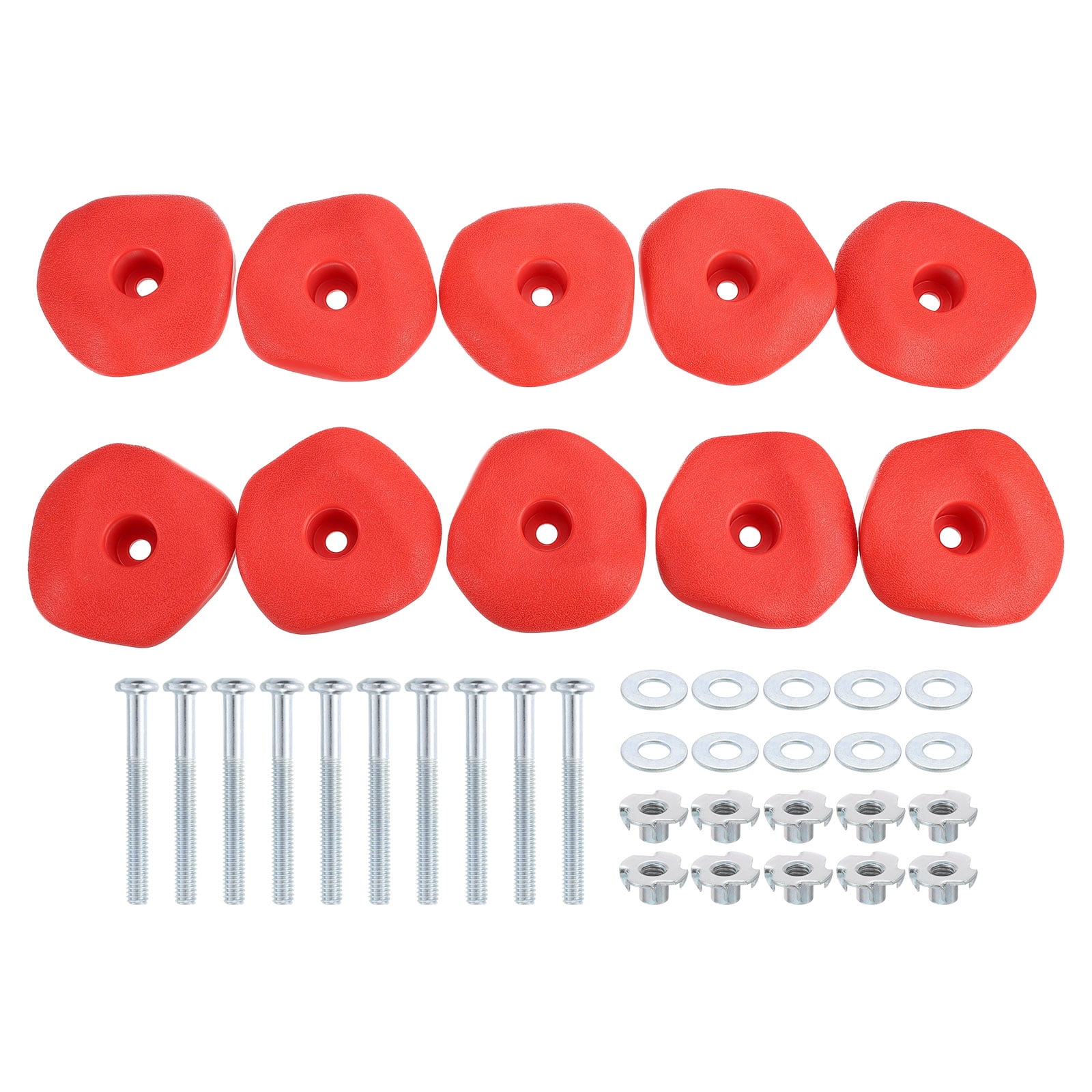 Rock Climbing Holds, 10 Pcs Climbing Rock Wall Grips with Single Holes for Playground Accessories, Red-C