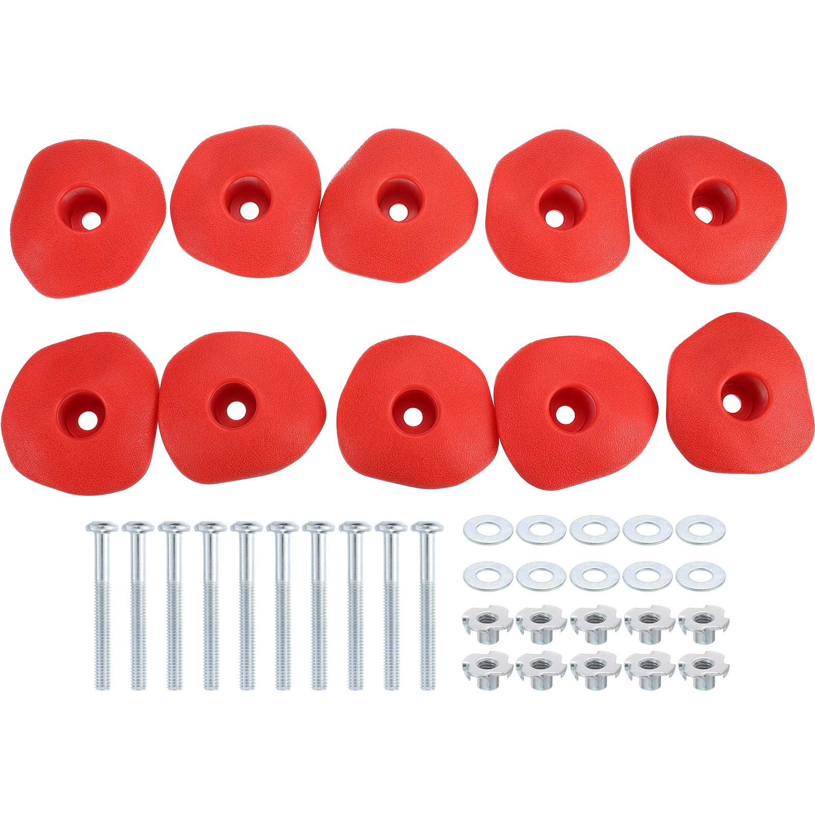 Rock Climbing Holds, 10 Pcs Climbing Rock Wall Grips with Single Holes for Playground Accessories, Red-D