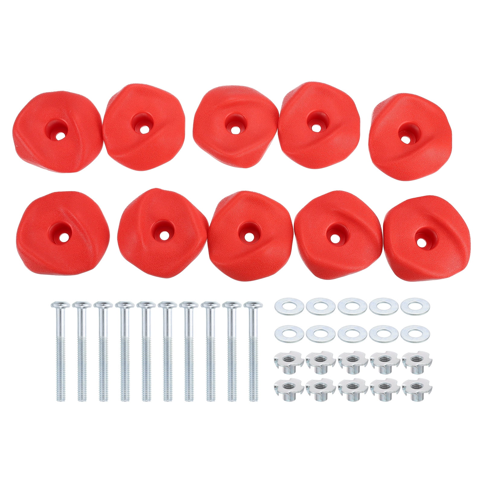 Rock Climbing Holds, 10 Pcs Climbing Rock Wall Grips with Single Holes for Playground Accessories, Red