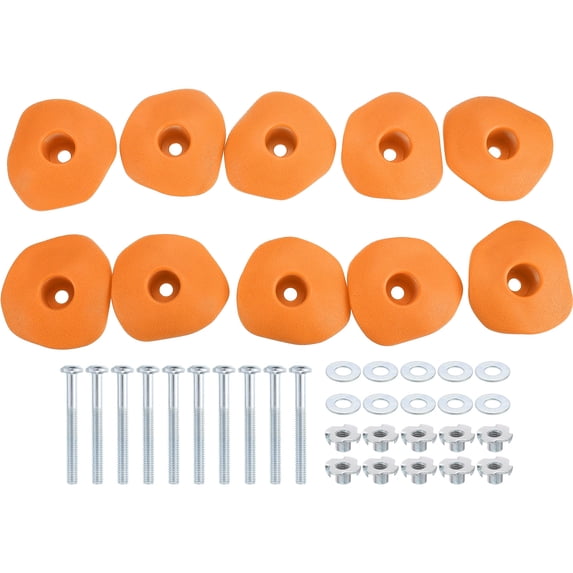 Rock Climbing Holds, 10 Pcs Climbing Rock Wall Grips with Single Holes for Playground Accessories, Yellow-D