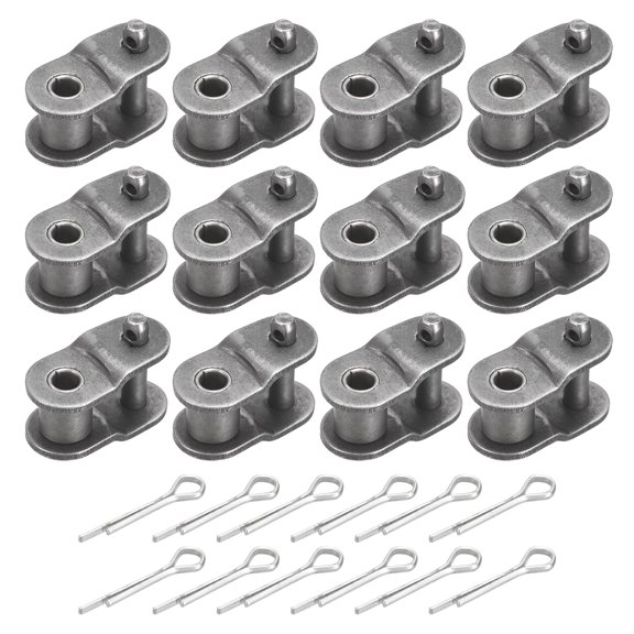 Uxcell Roller Chain Offset Link, (1/2 Inch) (12 Pcs), Carbon Steel Half Links Chain End Connector Split Links Master Crank Connector, Suit for - 08A Chain/Bikes/Motorcycles