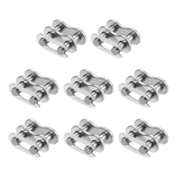 Uxcell Roller Chain Offset Link, (1/2 Inch, Silver) (8 Pcs), Stainless Steel Full Links Chain End Connector Split Links Master Crank Connector, Suit for - 08B Chain/Bikes/Motorcycles