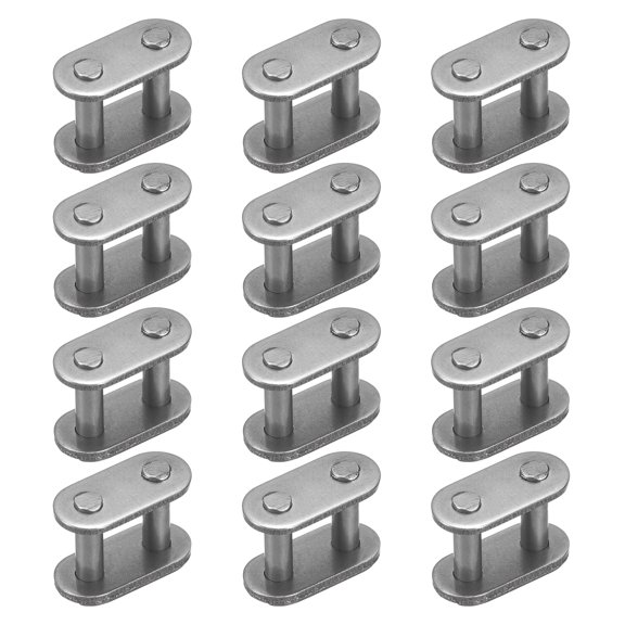 Uxcell Roller Chain Offset Link, (3/8 Inch) (12 Pcs), Carbon Steel Full Links Chain End Connector Split Links Master Crank Connector, Suit for - 06B Chain/Bikes/Motorcycles