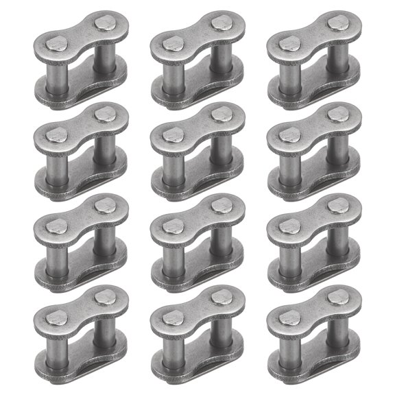 Uxcell Roller Chain Offset Link, (3/8 Inch) (12 Pcs), Carbon Steel Full Links Chain End Connector Split Links Master Crank Connector, Suit for - 06C Chain/Bikes/Motorcycles