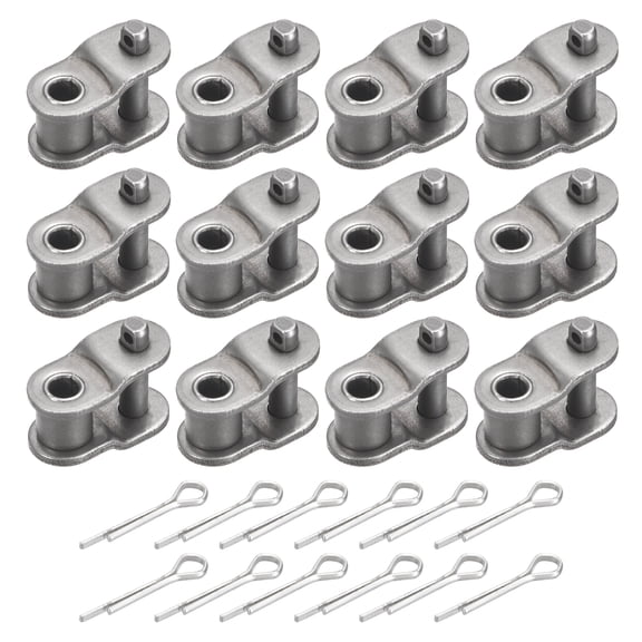 Uxcell Roller Chain Offset Link, (3/8 Inch) (12 Pcs), Carbon Steel Half Links Chain End Connector Split Links Master Crank Connector, Suit for - 06B Chain/Bikes/Motorcycles
