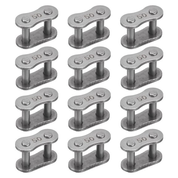Uxcell Roller Chain Offset Link, (5/8 Inch) (12 Pcs), Carbon Steel Full Links Chain End Connector Split Links Master Crank Connector, Suit for - 10A Chain/Bikes/Motorcycles
