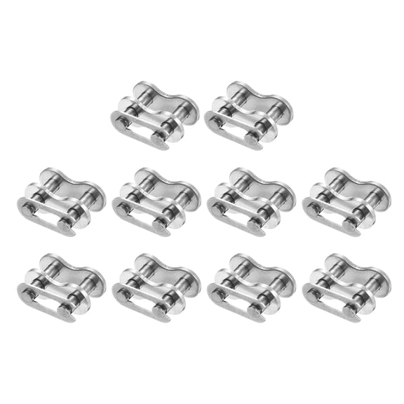 Uxcell Roller Chain Offset Link, (5/8 Inch, Silver) (10 Pcs), Stainless Steel Full Links Chain End Connector Split Links Master Crank Connector, Suit for - 10A Chain/Bikes/Motorcycles