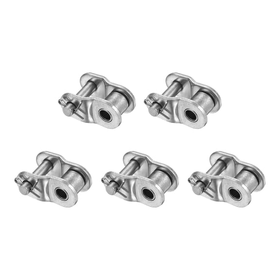 Uxcell Roller Chain Offset Link, (Silver) (5 Pcs), Stainless Steel Half Links Chain End Connector Split Links Master Crank Connector, Suit for - 10A Chain/Bikes/Motorcycles