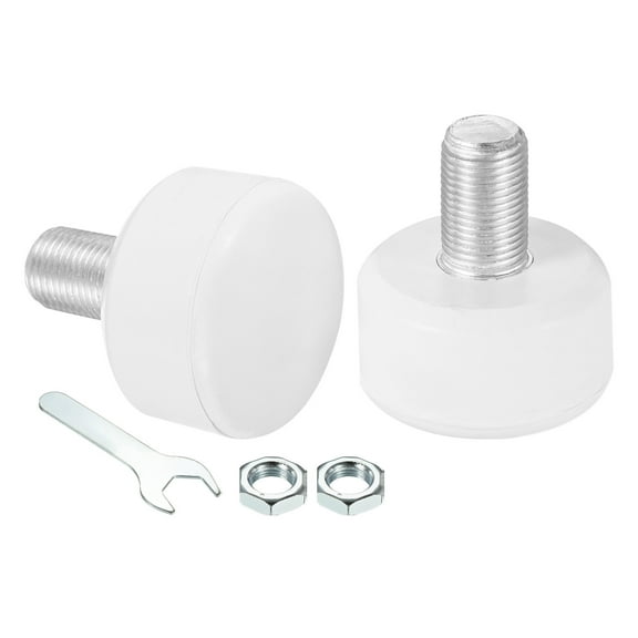 Uxcell Roller Skate Toe Stops with 0.6'' Bolts 82A Rubber Brake Stoppers Block Round, White 1 Pair
