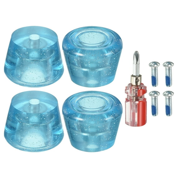 Uxcell Roller Skate Toe Stops with Screwdriver 82A Rubber Brake Stoppers Block, Clear Blue 2 Pair