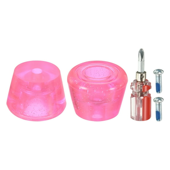 Uxcell Roller Skate Toe Stops with Screwdriver 82A Rubber Brake Stoppers Block, Clear Pink 1 Pair
