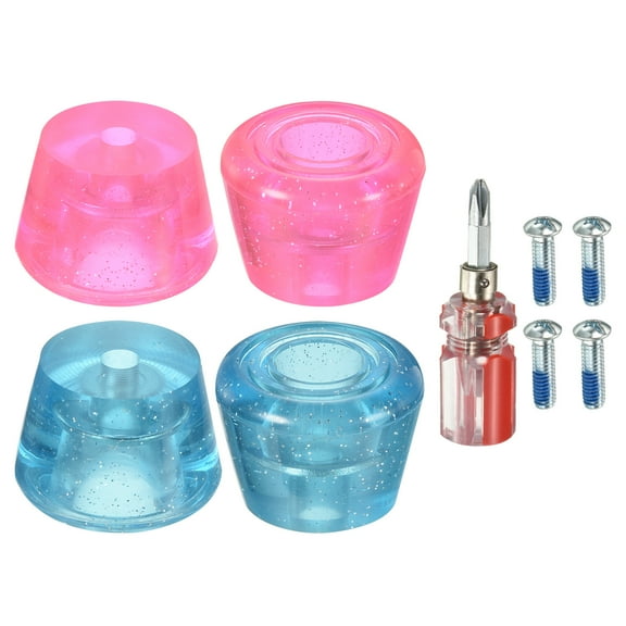 Uxcell Roller Skate Toe Stops with Screwdriver 82A Rubber Brake Stoppers Block, Clear Pink Blue 2 Pair