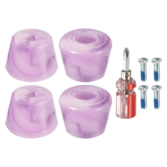 Uxcell Roller Skate Toe Stops with Screwdriver 82A Rubber Brake Stoppers Block, Mixed Purple White 2 Pair