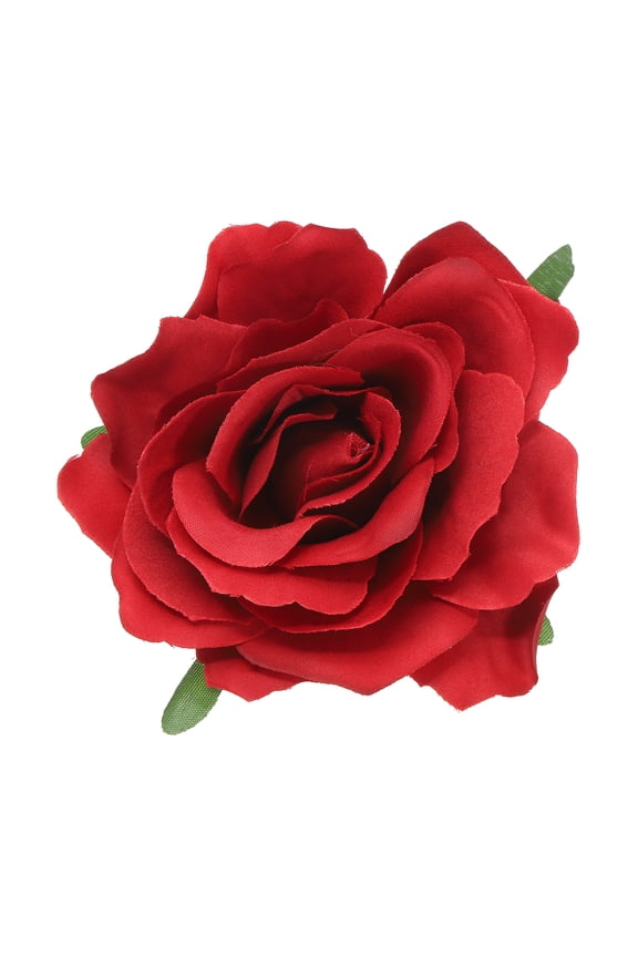 Rose Boho Hair Clips, Fabric Flower Brooch Pins for Women Wedding Party Clothes, Colored Red