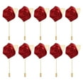 thumbnail image 1 of Uxcell Rose Boutonnieres Groom Wedding Boutonnieres Handmade Flower Lapel Pin Boutonnieres Burgundy 24 Pack, 1 of 4