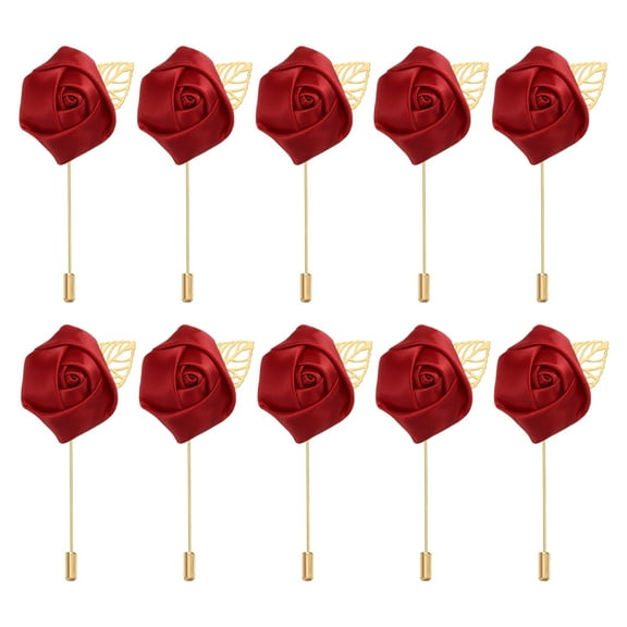 Uxcell Rose Boutonnieres Groom Wedding Boutonnieres Handmade Flower Lapel Pin Boutonnieres Burgundy 24 Pack