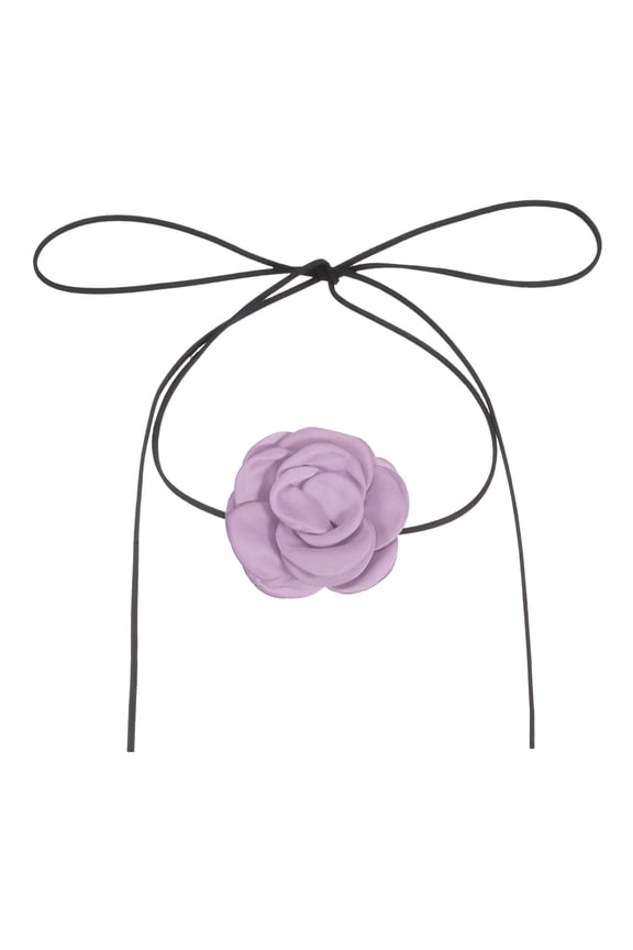 Rose Chokers Necklace for Women, Large Velvet Flower Chokers Adjustable Long Wrap Rose Necklaces Accessories for Women Wedding Prom Party, Dark Pink