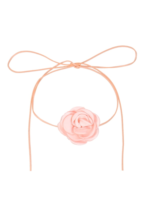 Rose Chokers Necklace for Women, Large Velvet Flower Chokers Adjustable Long Wrap Rose Necklaces Accessories for Women Wedding Prom Party, Pink