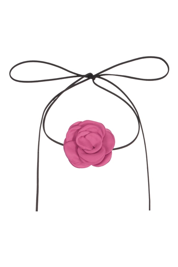 Rose Chokers Necklace for Women, Large Velvet Flower Chokers Adjustable Long Wrap Rose Necklaces Accessories for Women Wedding Prom Party, Rose Red