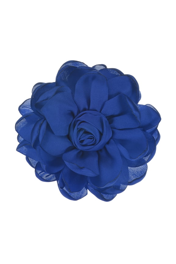Rose Flower Brooches and Pins for Women, Lapel Pins Dainty Satin Fabric Big Camellia Hair Flowers Clips Blue