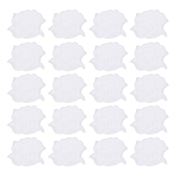 Uxcell Rose Iron-On Patches, 1.9 in Rose Embroidered Patch Applique Iron Sew on Patch for Clothing Backpacks Pack of 20, White
