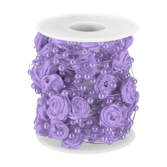 Uxcell Rose Pearl String Beads Garland, 32.8 Ft Artificial Rose Pearl Wire Garland, Purple
