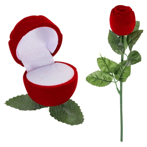 Uxcell Rose Ring Box Rose Romantic Engagement Ring Box Jewellery Storage Red 10Pack