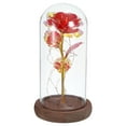 thumbnail image 1 of Uxcell Roses Flower in Glass Dome Crystal Flower Gifts Display with LED Fairy Light Red, 1 of 6
