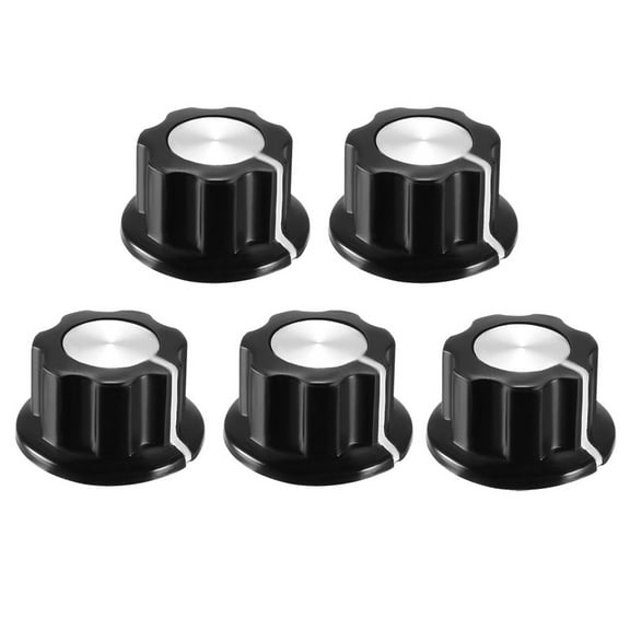 Uxcell Rotary Knob Speaker Control Knob Black Rotary Knobs for 1/4" Dia. Shaft Potentiometer Black 5 Pack