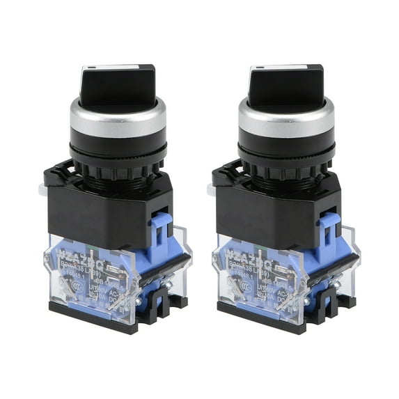 Uxcell Rotary Selector Switch 2 Positions 1NO1NC Self-Lock AC 600V 10A 22mm Panel Mount 2pcs