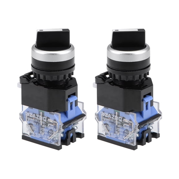 Uxcell Rotary Selector Switch 2 Positions 1NO1NC Self-Lock AC 600V 10A 22mm Panel Mount 2pcs