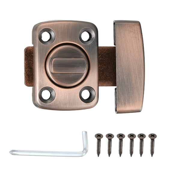 Uxcell Rotate Bolt Latch, 1.6" Zinc Alloy Safety Double Sided Rotate Gate, Dark Brown