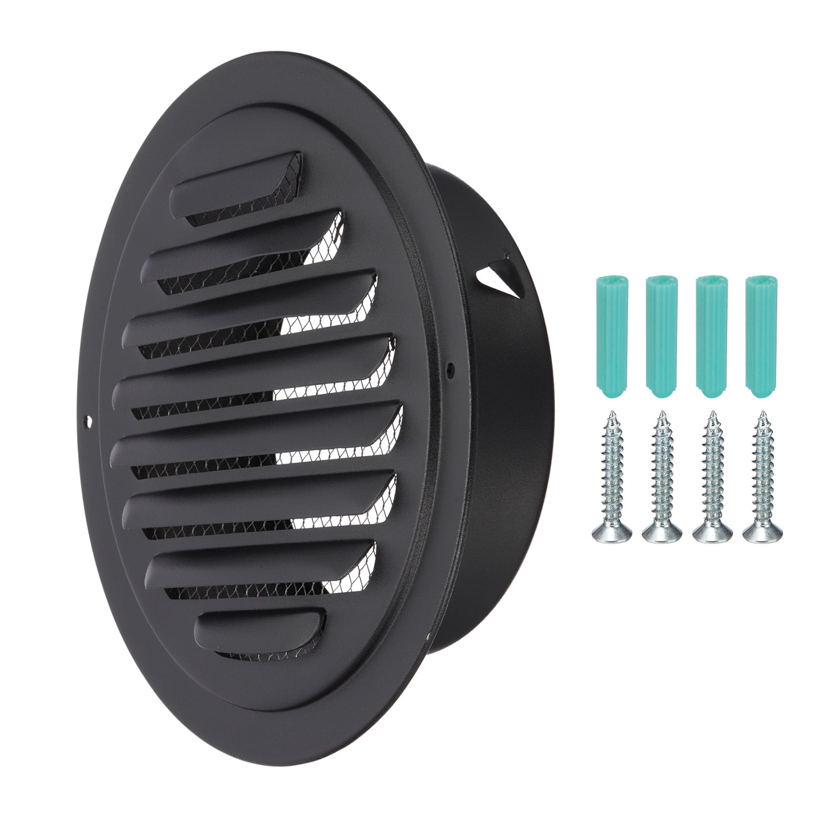Uxcell Round Air Vents Cover 304 Stainless Steel Louver Grille, for Ceiling Mount Black 6 Inch