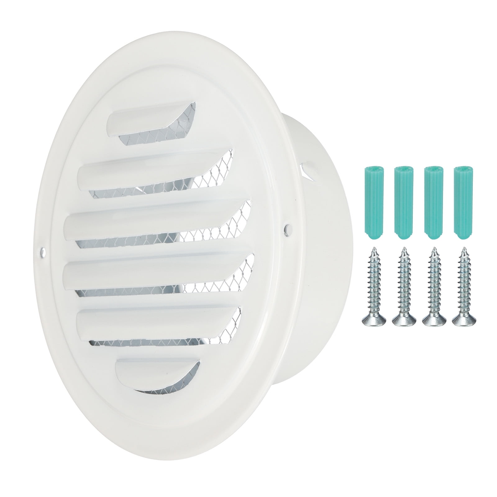 Uxcell Round Air Vents Cover 304 Stainless Steel Louver Grille, for Ceiling Mount White 4 Inch