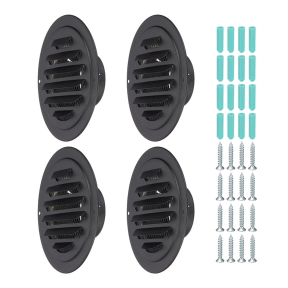 Uxcell Round Air Vents, Outlet Vents Cover 304 Stainless Steel Louver Grille Black 3 Inch