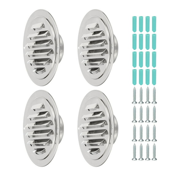 Uxcell Round Air Vents, Outlet Vents Cover 304 Stainless Steel Louver Grille Silver 3 Inch