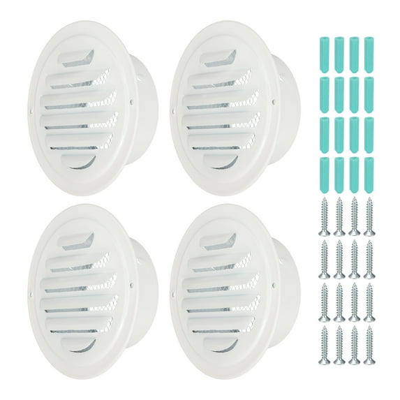 Uxcell Round Air Vents, Outlet Vents Cover 304 Stainless Steel Louver Grille White 4 Inch