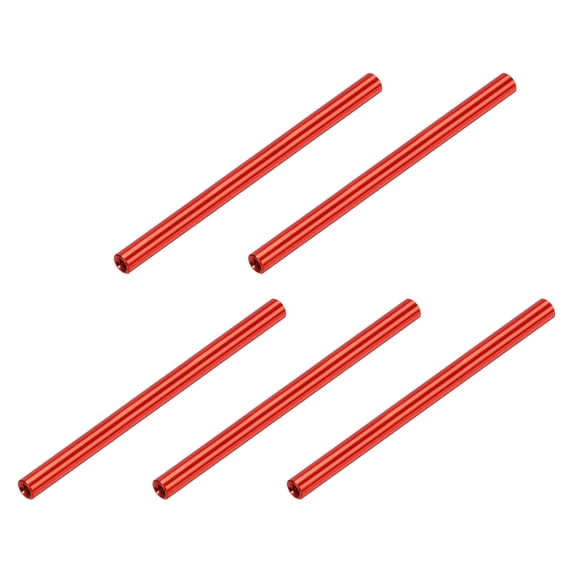 Uxcell Round Aluminium Standoff Column Spacer,Standoffs Round Spacers M3x75mm,for RC Airplane,CNC,Red,Pack of 5