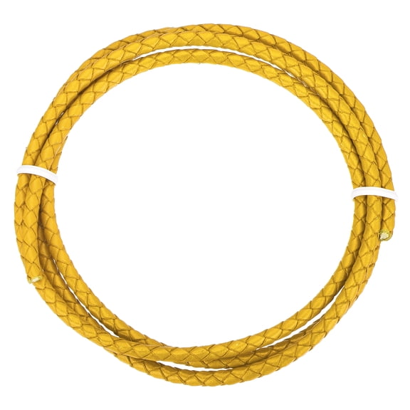 Uxcell Round Braided Leather Cord 4mm Bolo Leather Cord String Rope for Jewelry Making, Necklaces, Bracelets, Wraps, Crafts, 1m/3.3ft, Yellow