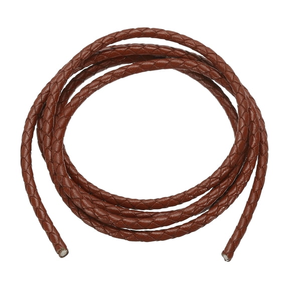 Uxcell Round Braided Leather Cord, 4mm Round Braided Genuine Leather Cord Rope for Crafts Jewelry Making Red/Brown (1.1 Yards)