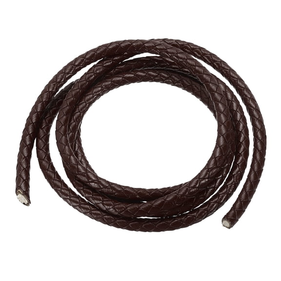 Uxcell Round Braided Leather Cord, 5mm Round Braided Genuine Leather Cord Rope for Crafts Jewelry Making Brown (1.1 Yards)