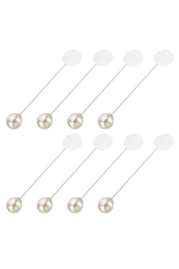 Round Brooch Pins 3.1 Inch Metal Tray Stick Lapel Pin Long Needle Clips, White, 30pcs