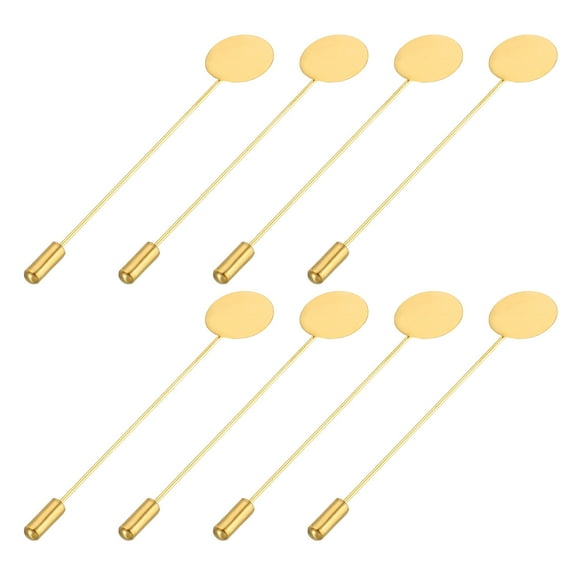Uxcell Round Brooch Pins 3 Inch Metal Tray Stick Lapel Pin Long Needle Clips, Gold Tone, 60pcs